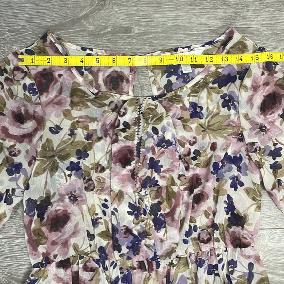 LC Lauren Conrad Runway Sheer Floral Long Sleeve Maxi Dress 4 - Picture 9 of 16
